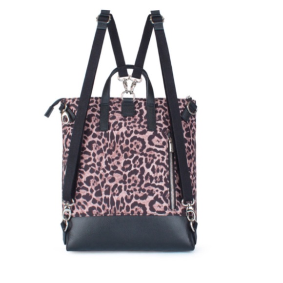 TJ Collection Leopard Torbole Convertible Transformer Backpack Crossbody Bag